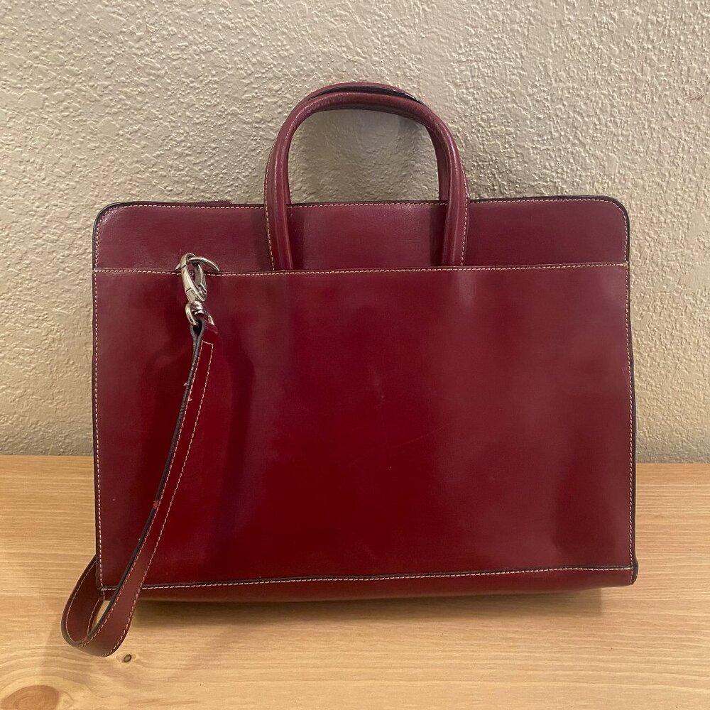 Nice Franklin Covey Burgundy Leather Laptop Briefcase